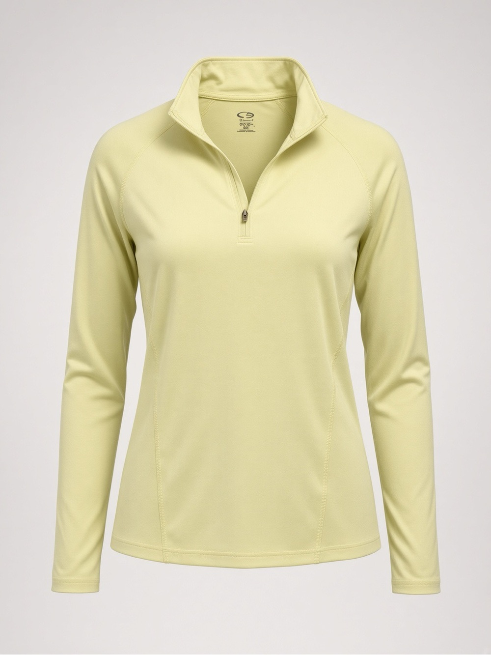 Champion Light Yellow Quarter-Zip Long Sleeve Top SMALL